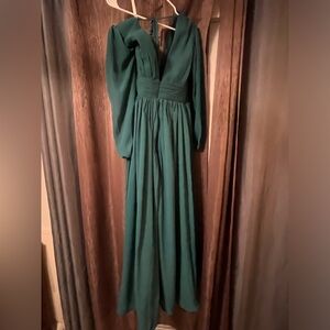 Dark Green wedding apparel. Long dress.